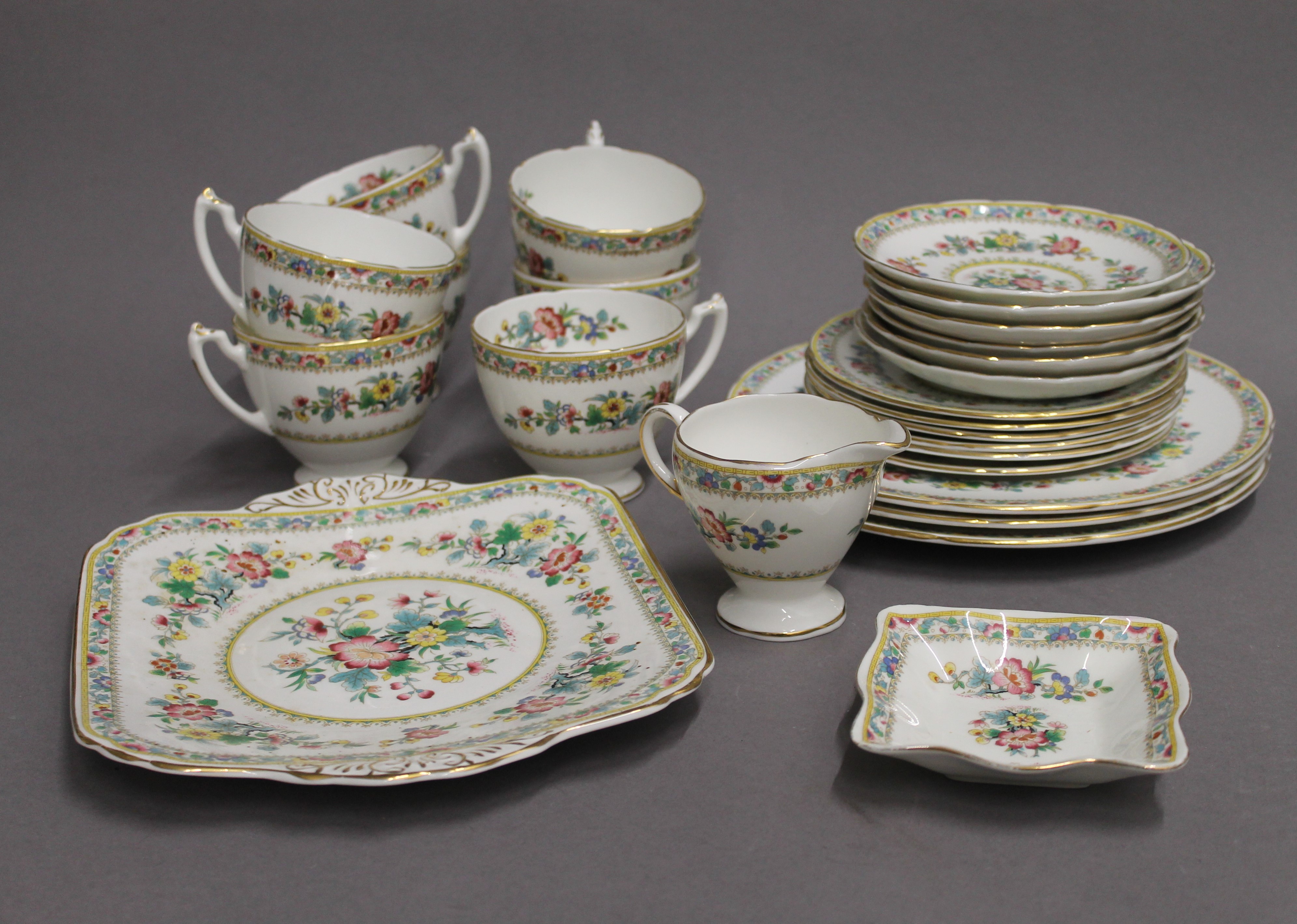 A Coalport Ming Rose porcelain tea set and various dinner wares.