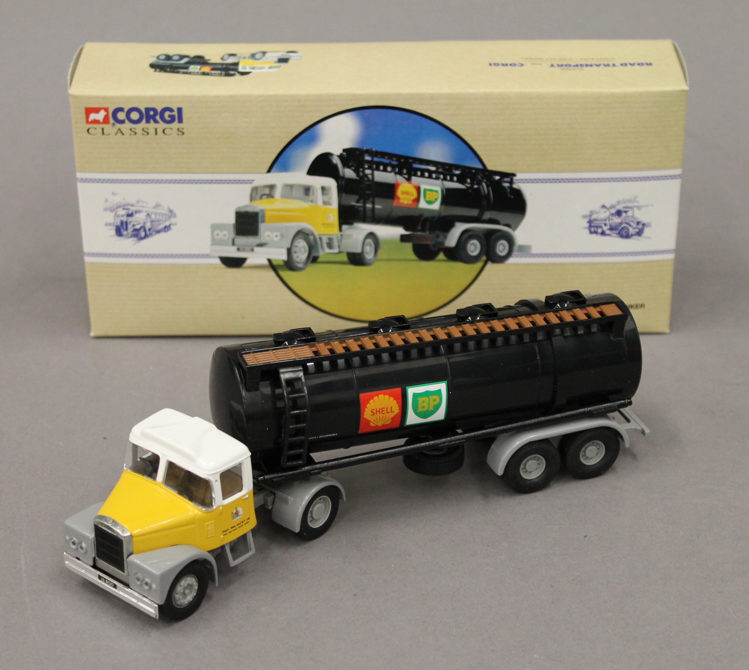 A boxed Corgi Classics Scammell Highway Man Tanker Shell MEX/BP.