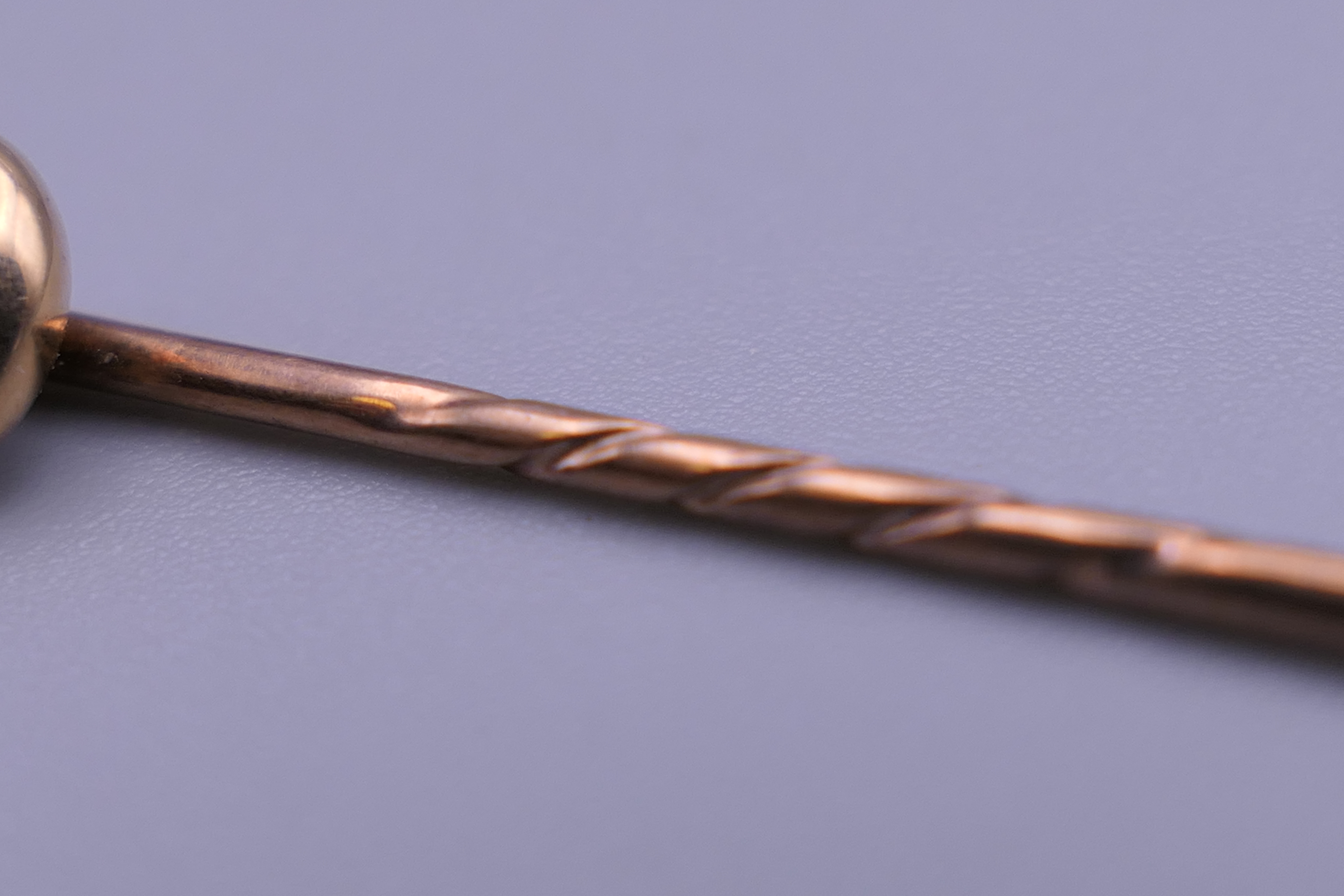 An opal mounted unmarked stickpin, housed in a leather box. 5.5 cm long. - Image 4 of 9