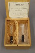 A pair of unusual liqueur glasses. Each 9.5 cm high.