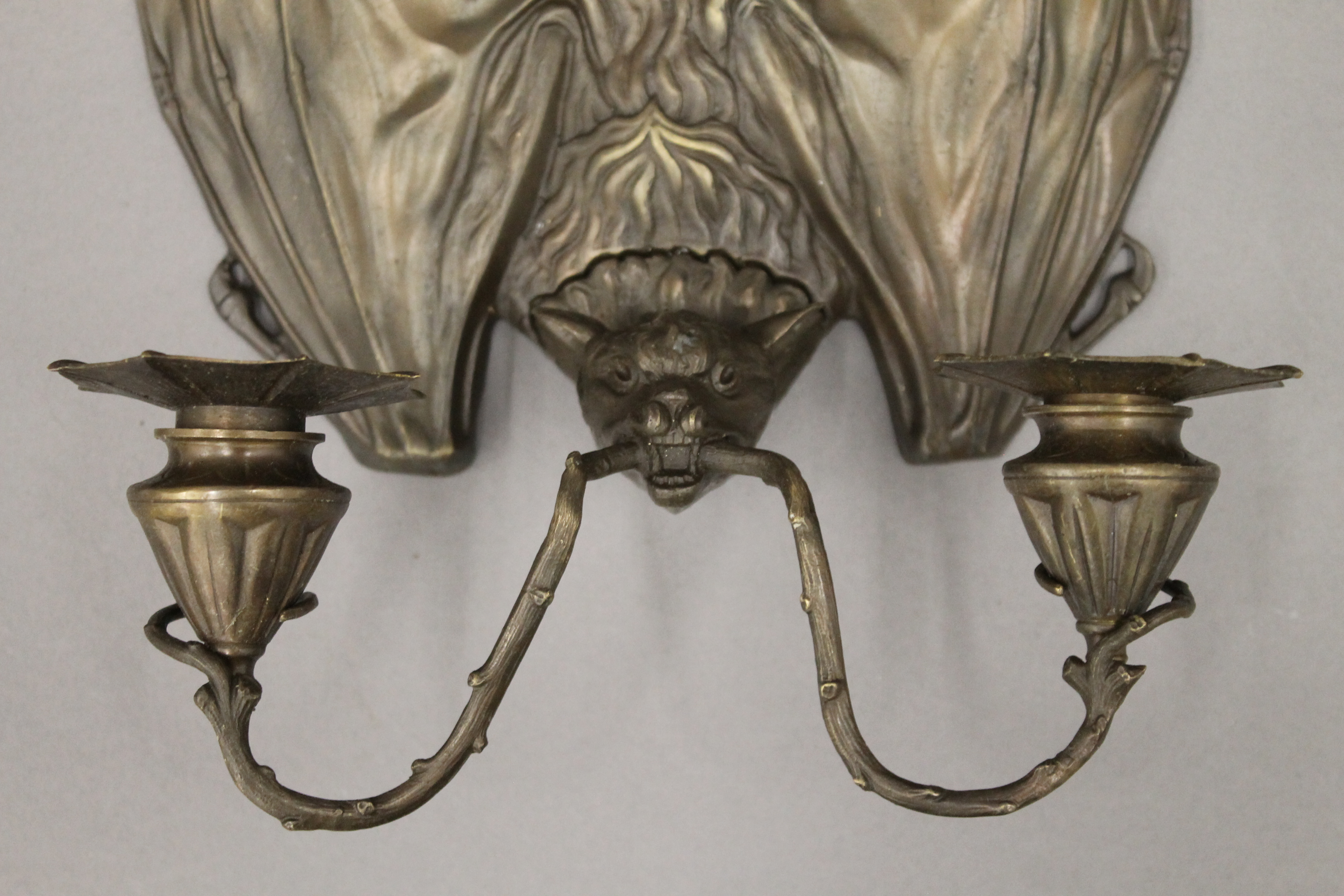 A pair of twin branch wall lights formed as bats. 34 cm high. - Image 3 of 4