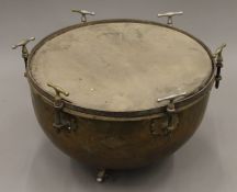 A brass kettle drum. 65 cm diameter.