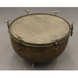 A brass kettle drum. 65 cm diameter.