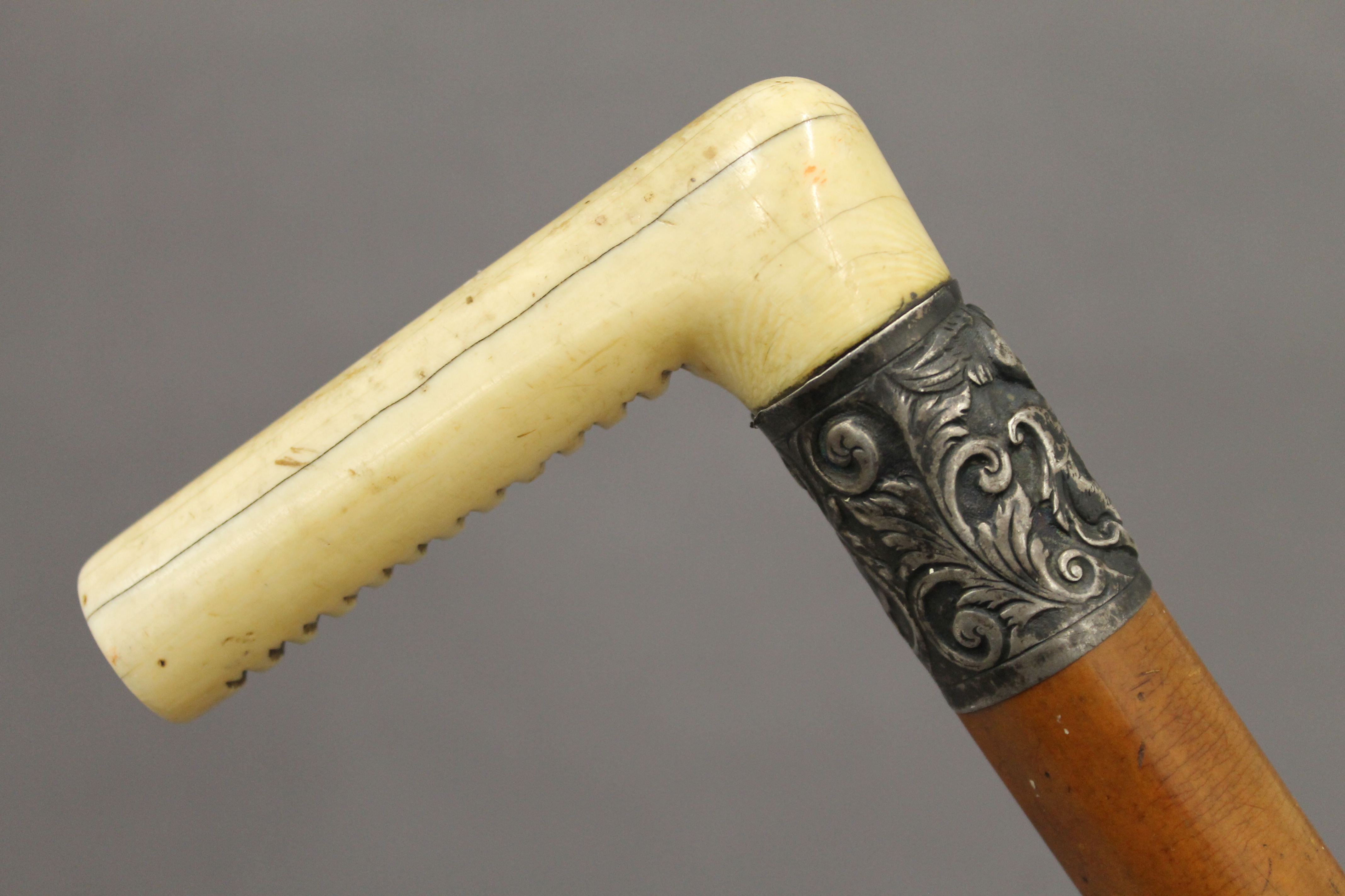 A Victorian ivory handled walking stick, - Image 4 of 7