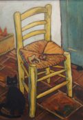 After VINCENT VAN GOGH (1853-1890) Dutch, Van Gogh's Chair with Cat and Mouse, oil on canvas,