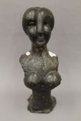 After PABLO PICASSO, abstract bronze, female bust. 46 cm high.