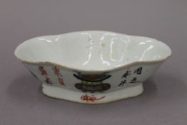 A 19th century Chinese lobed porcelain bowl. 18 cm wide.