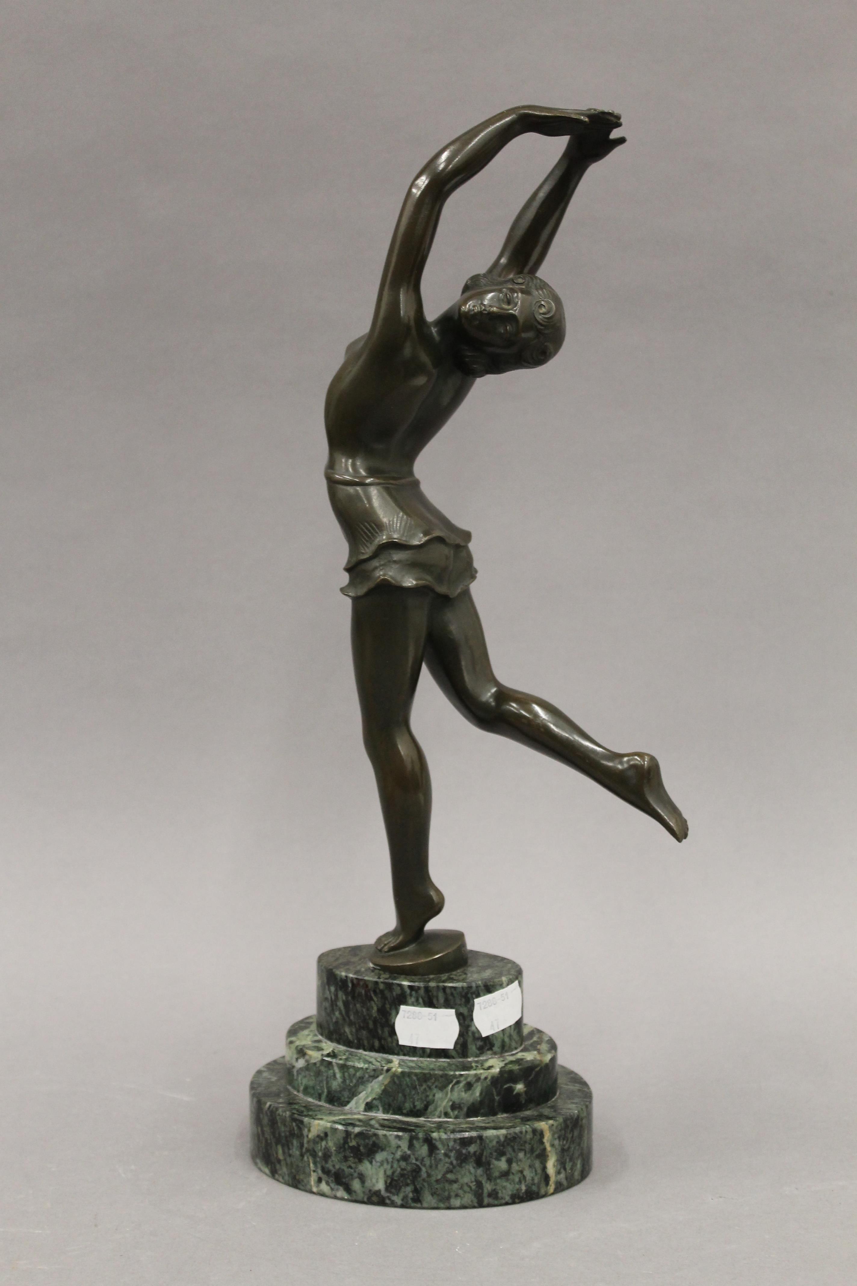 A patinated bronze model of an Art Deco dancing lady, signed S MELANI, - Image 3 of 5