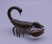 A bronze model of a scorpion. 5 cm long.