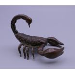 A bronze model of a scorpion. 5 cm long.