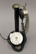 An early 20th century French Thompson-Houston stick desk telephone, reg no 83827. 28.5 cm high.