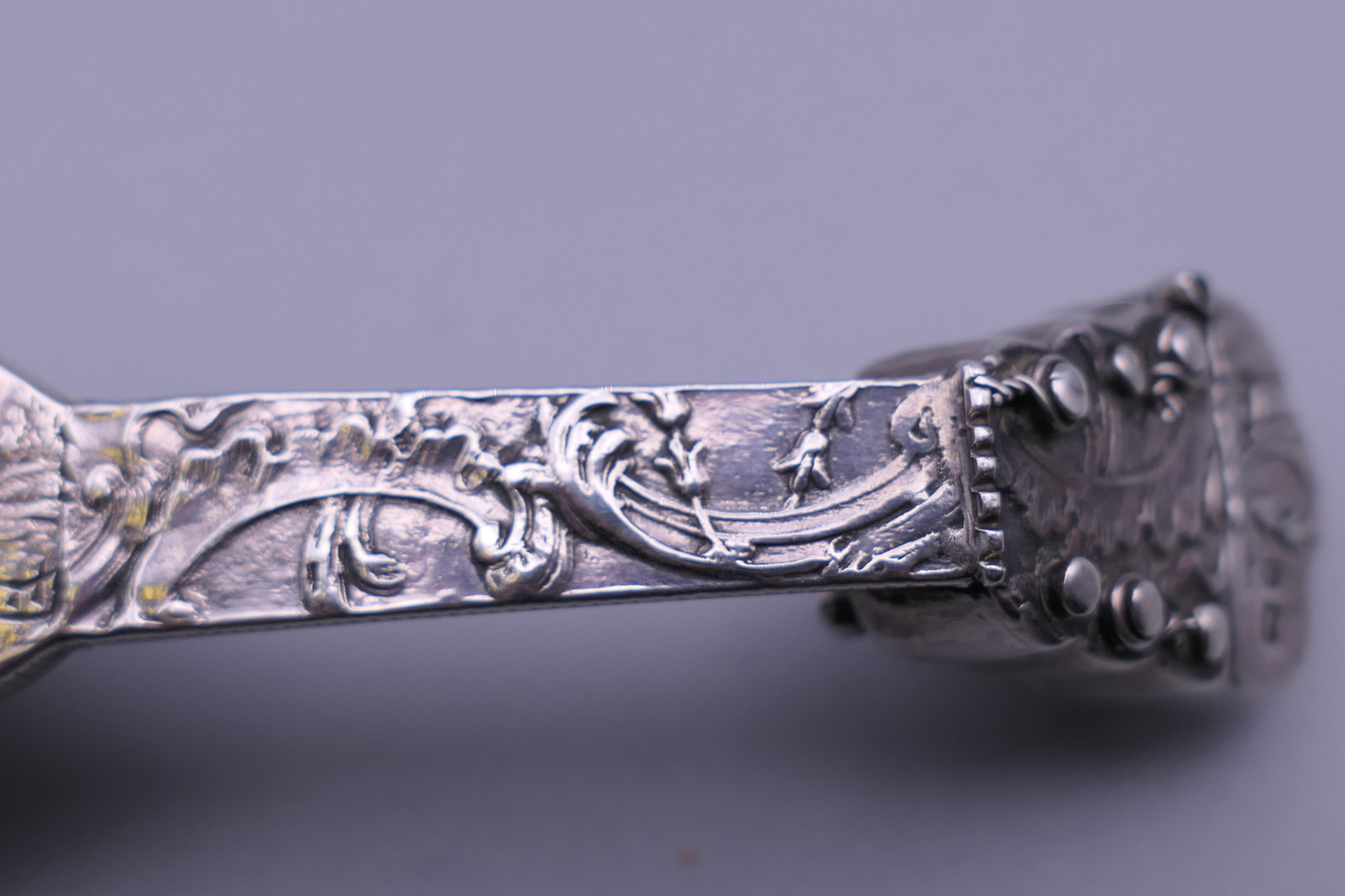 A 19th century Dutch novelty silver scent bottle formed as a mandolin, with English import marks. - Image 8 of 12