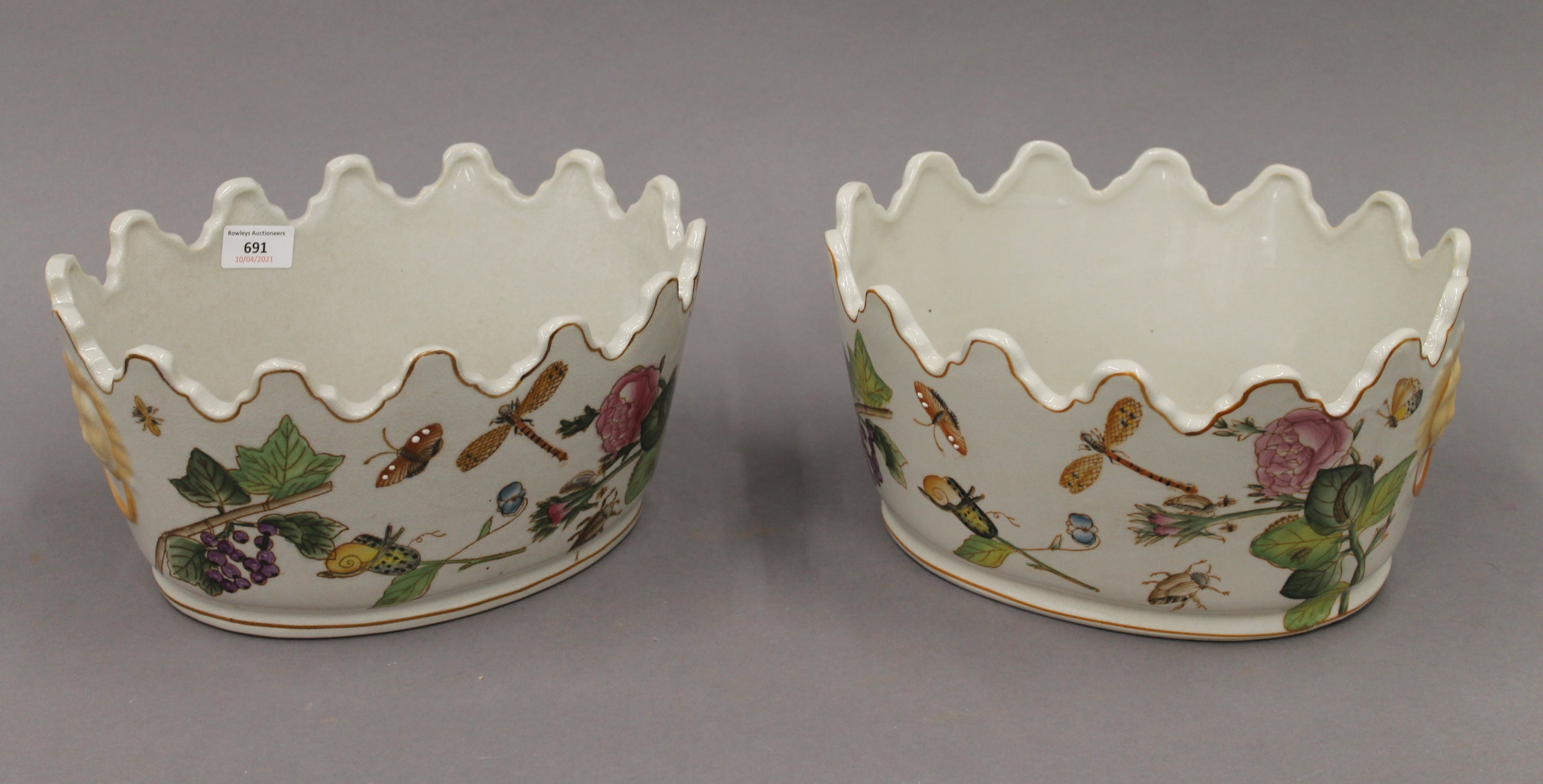 Two decorative porcelain planters. 30.5 cm wide.