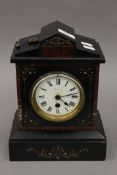 A Victorian slate mantle clock. 29 cm high.