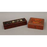 Two early 20th century Japanese lacquered boxes. The largest 28 cm wide.