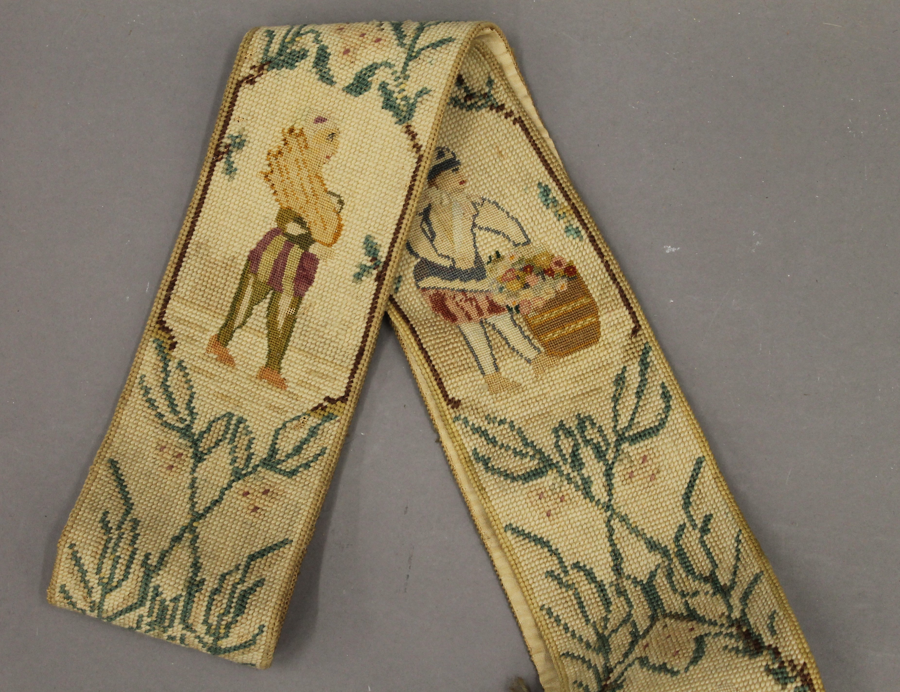 A Victorian tapestry bell pull. Approximately 95 cm long. - Image 2 of 2