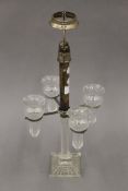 A Victorian cut glass and silver plate table lamp. 43 cm high.