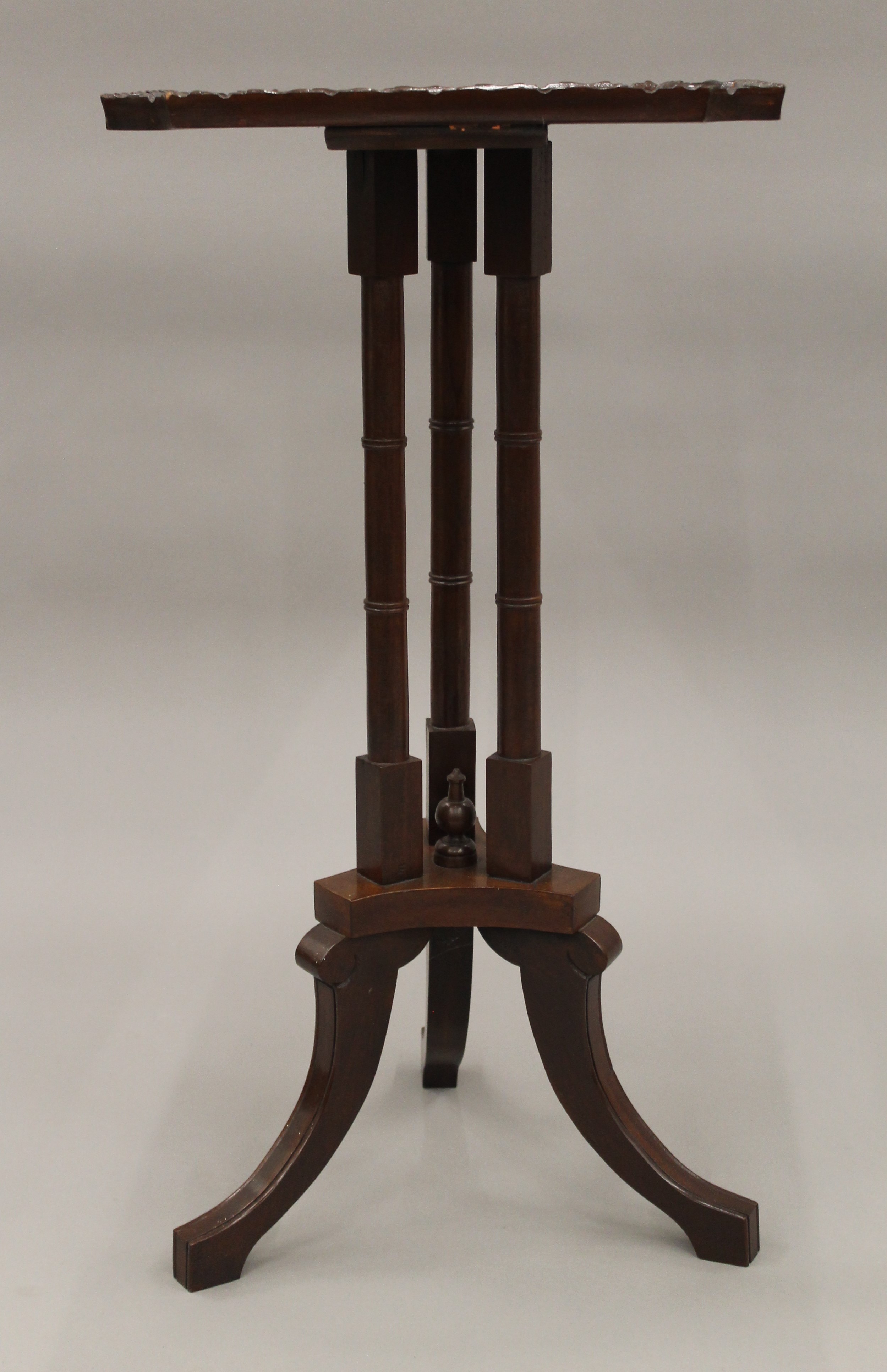 A pair of reproduction mahogany side tables. Each 36.5 cm square., 72 cm high. - Image 3 of 5