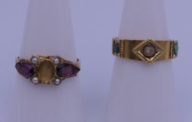 Two 15 ct gold rings. 4.8 grammes total weight.
