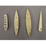 A quantity of Eskimo/Maritime boat fids, etc. The largest 8 cm long.