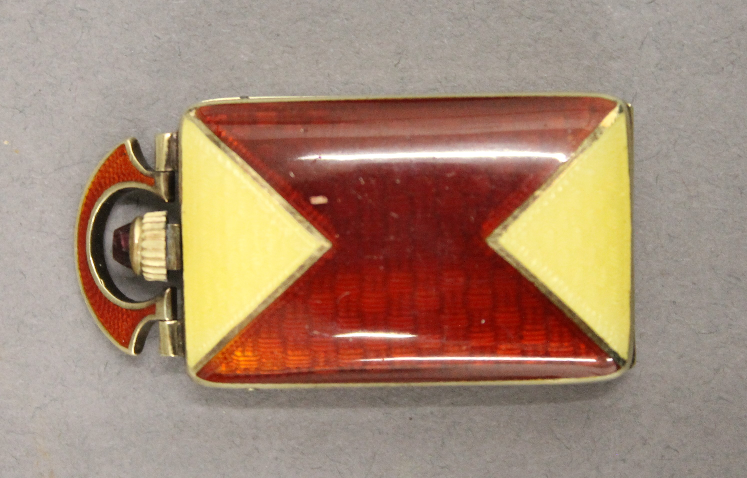 A 14 ct gold and enamel cased purse watch. 4.25 cm high. - Image 2 of 3