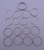 A quantity of silver rings.