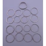 A quantity of silver rings.