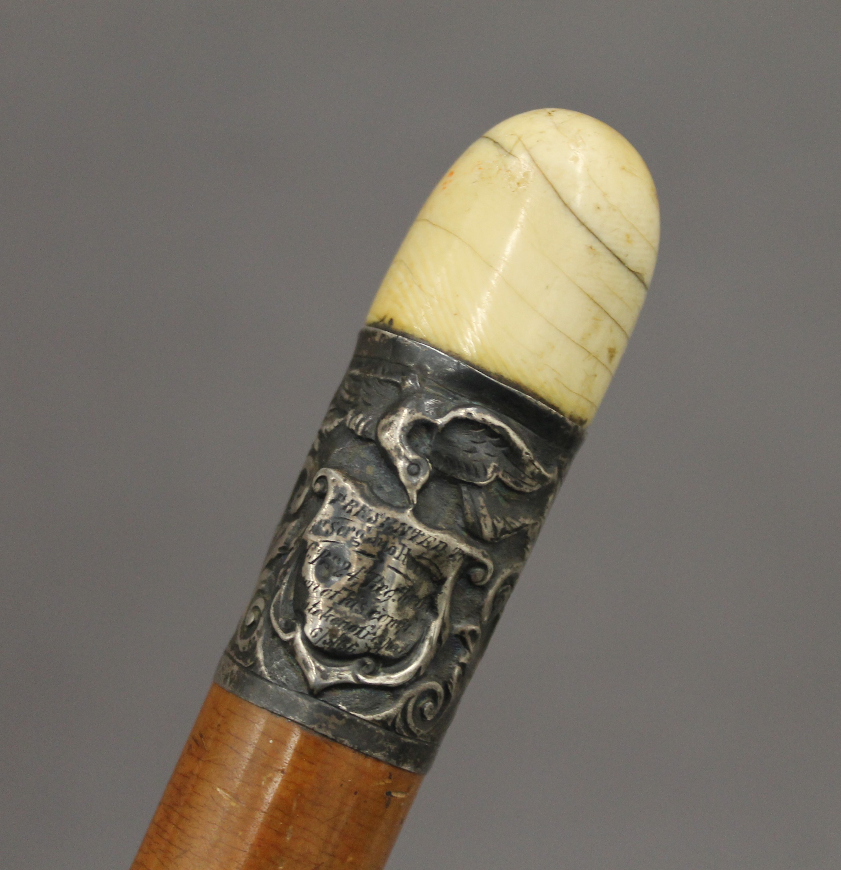 A Victorian ivory handled walking stick, - Image 3 of 7