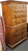 A Georgian walnut chest on chest. 113 cm wide x 186 cm high.