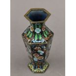 A small cloisonne vase. 15 cm high.