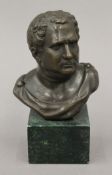 A small bronze male bust. 13.5 cm high.