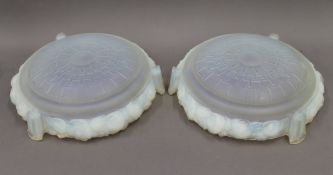 Two Sabino Art Deco glass plafonniers, each marked SABINO 4330 BIS PARIS DEPOSE.