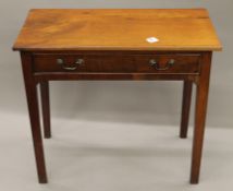 A 19th century mahogany single drawer side table. 80 cm wide.