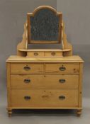 A Victorian pine mirrored dressing chest. 108 cm wide.