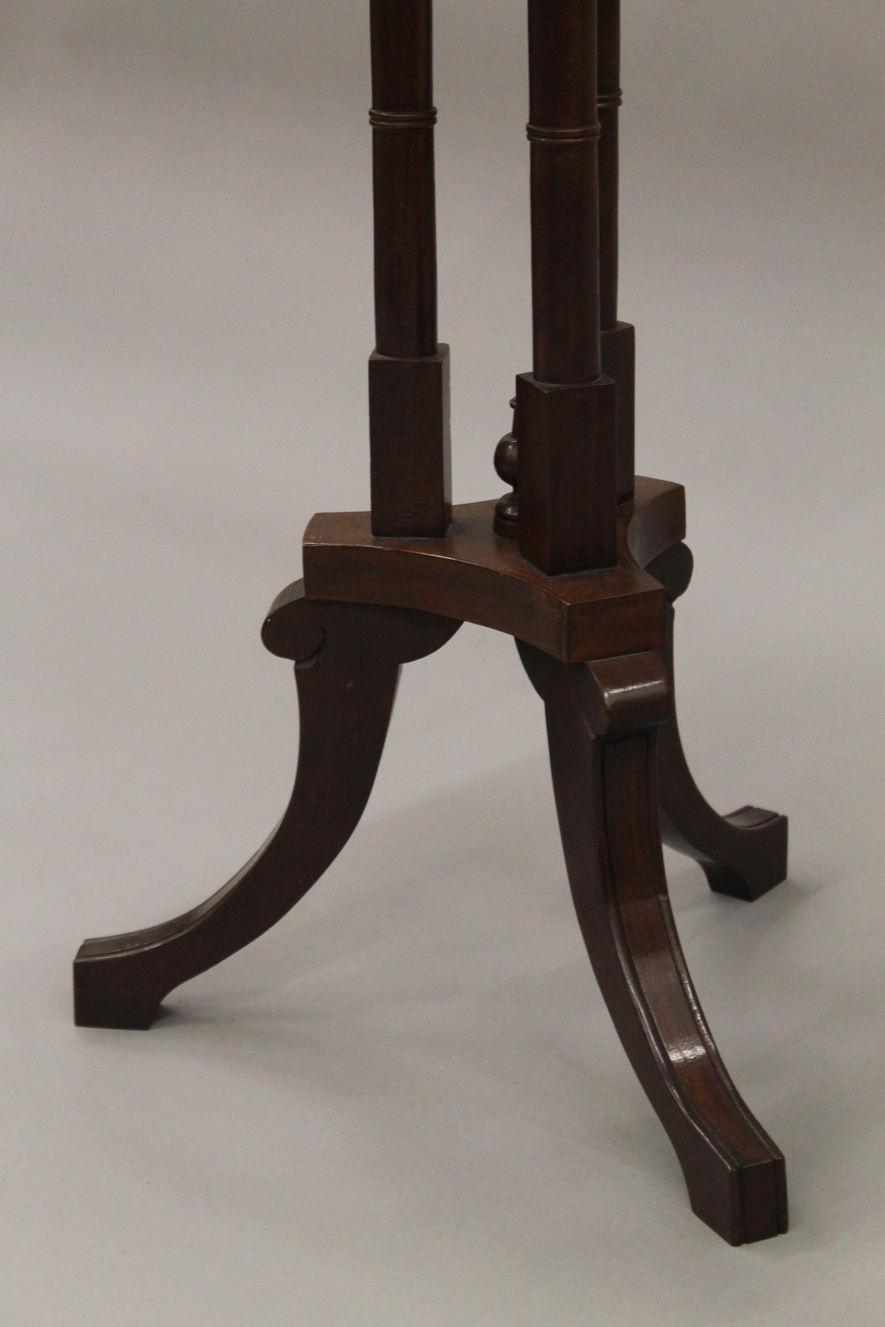 A pair of reproduction mahogany side tables. Each 36.5 cm square., 72 cm high. - Image 4 of 5