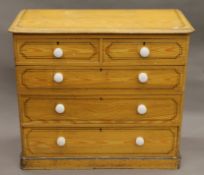A Victorian painted pine chest of drawers. 100 cm wide, 46 cm deep, 90 cm high.