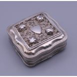 A Dutch silver patch box. 5 cm wide. 37.3 grammes.