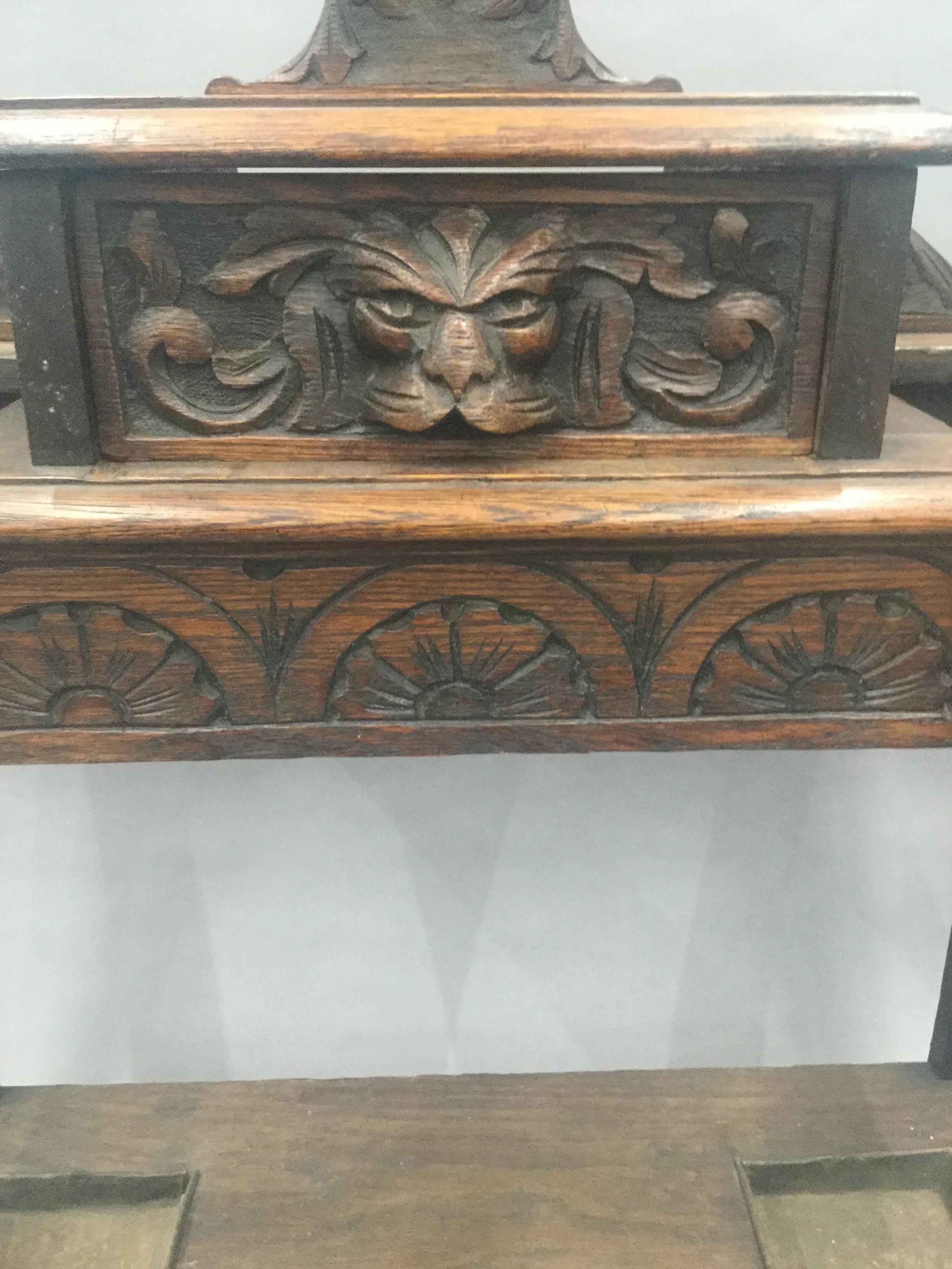 A Victorian carved oak hall stand. 91 cm wide. - Image 2 of 4