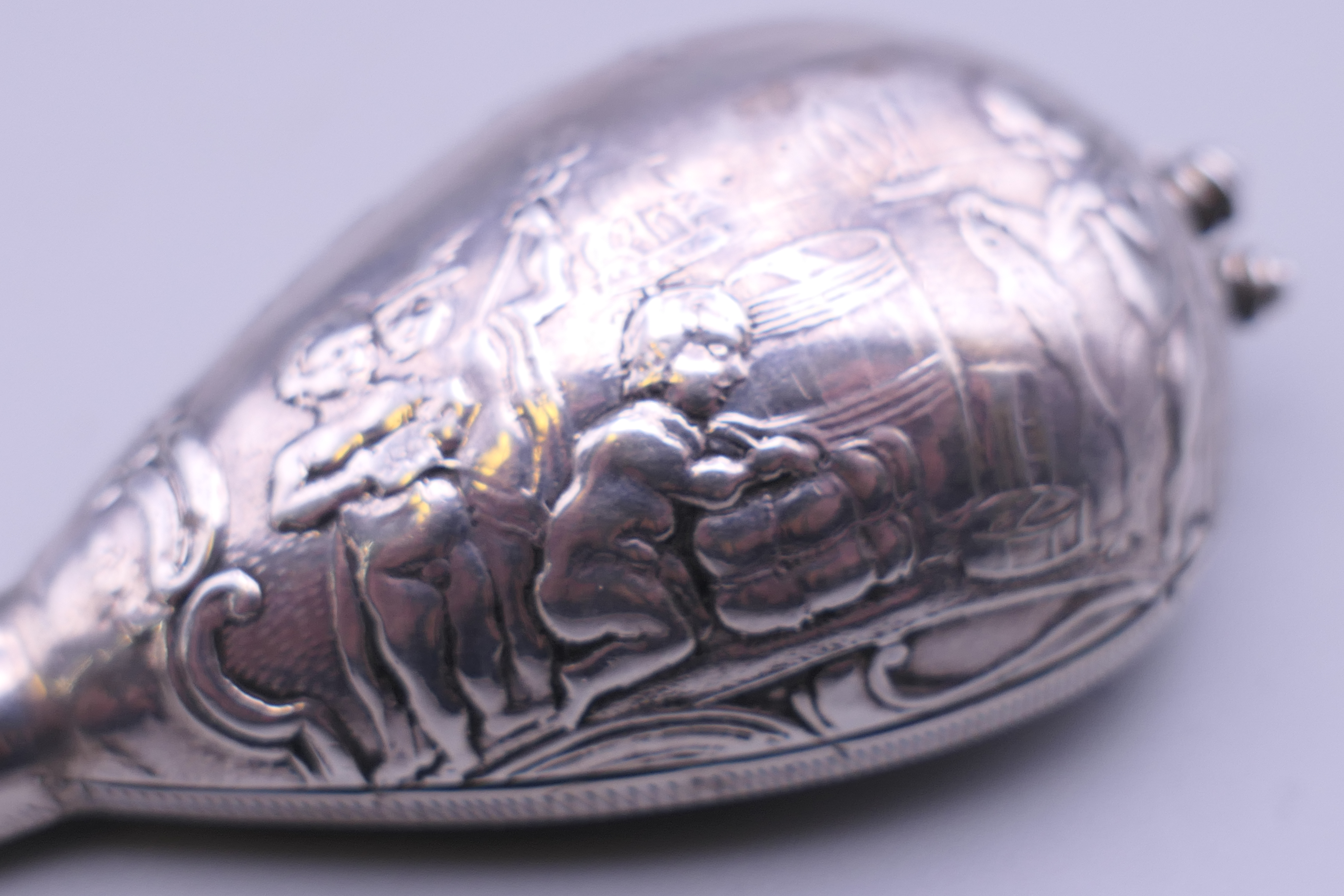 A 19th century Dutch novelty silver scent bottle formed as a mandolin, with English import marks. - Image 4 of 12