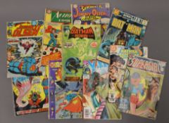 Ten various vintage comic books, including Supergirl, Batman, etc.