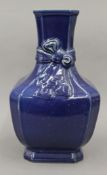 A large Chinese porcelain blue ground vase. 34 cm high.