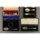Four cases of silver spoons/Christening sets. 3 troy ounces.