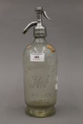 A J Wadsworth of St Ives soda syphon. 30 cm high.