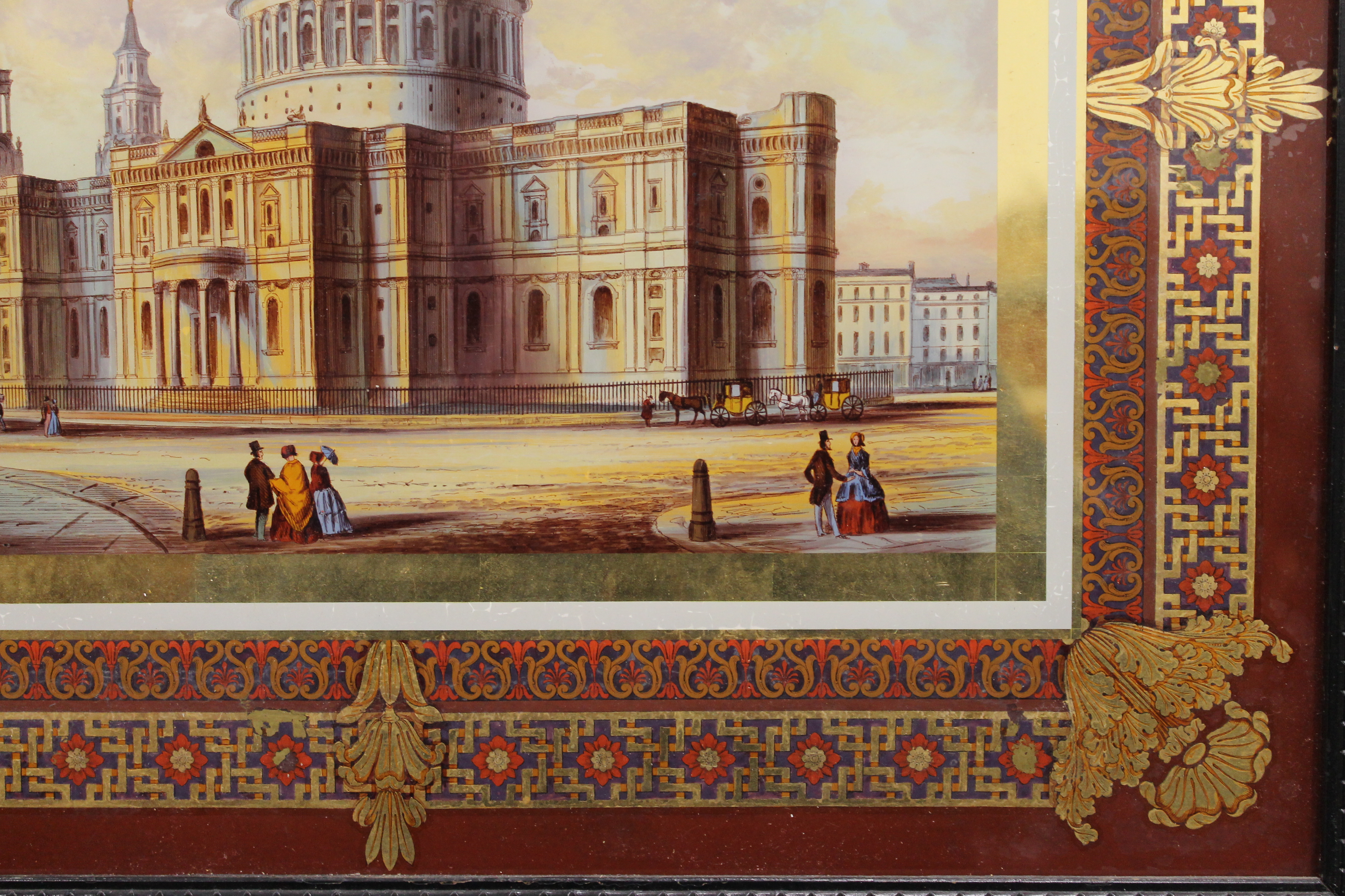 19TH CENTURY SCHOOL, St Pauls London, gouache with a verre eglomise border, framed and glazed. 46. - Image 3 of 4