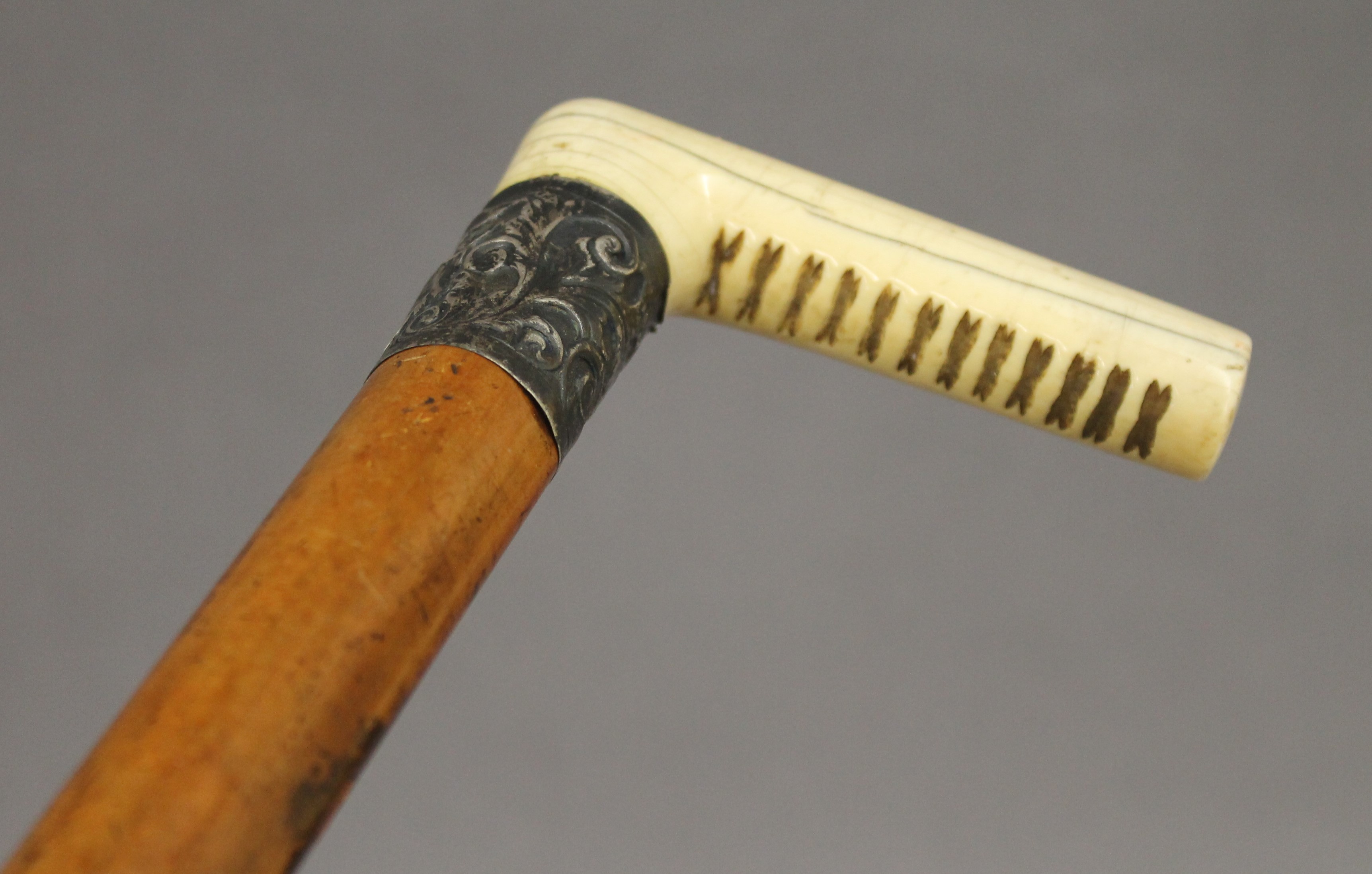 A Victorian ivory handled walking stick, - Image 6 of 7