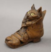 A Blackforest cat in boot form inkwell. 12.5 cm high.
