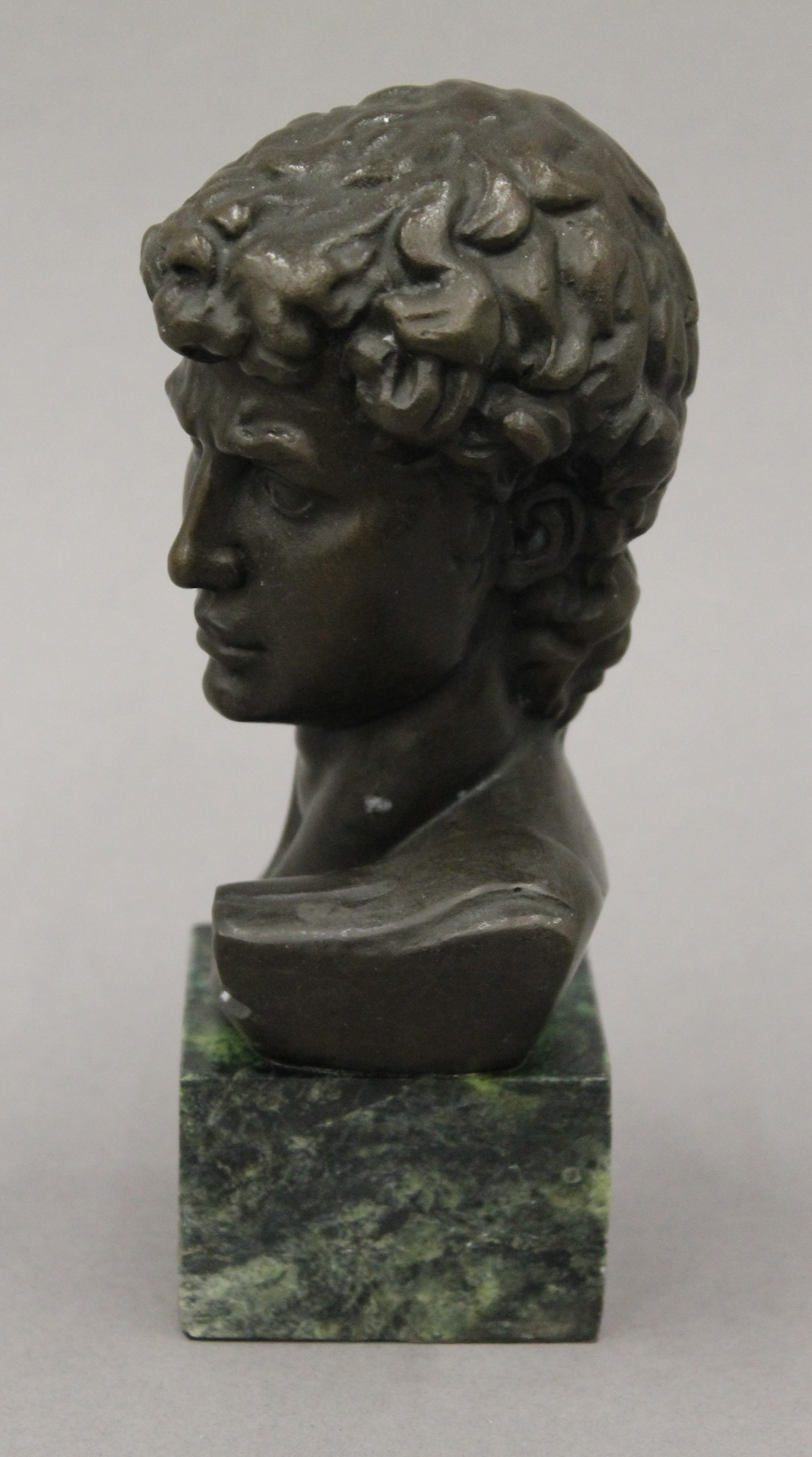 A bronze bust of a classical male. 16.5 cm high. - Image 3 of 4