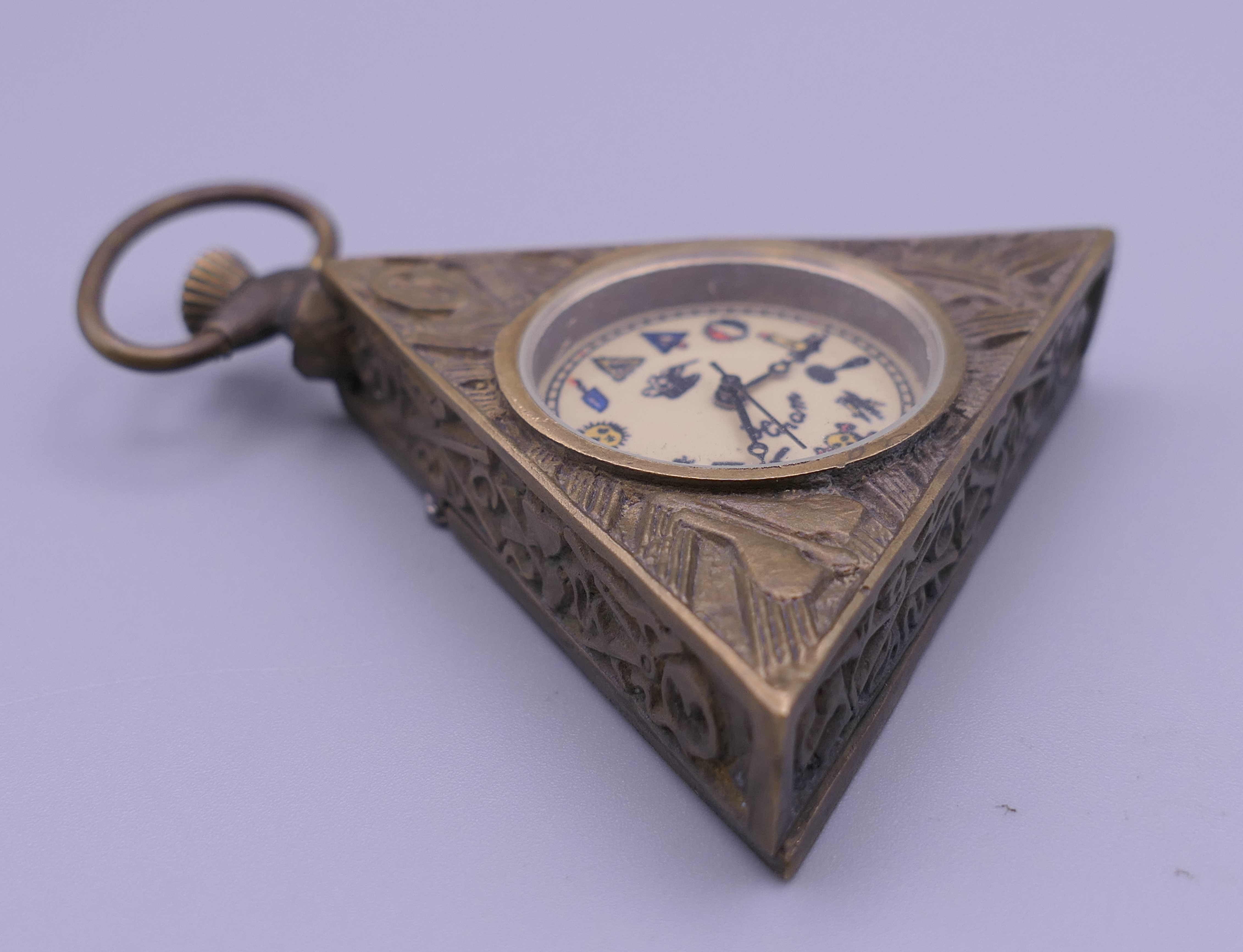 A Masonic type pocket watch. 6.5 cm high. - Image 3 of 4