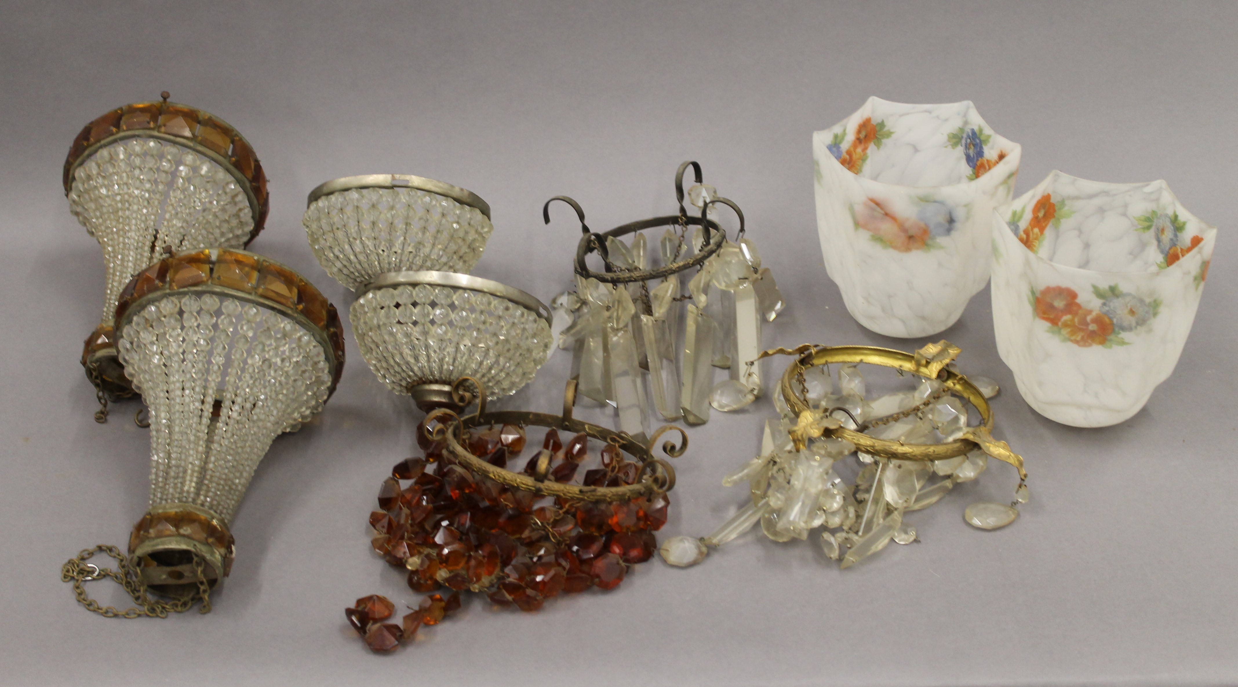 A quantity of various chandelier and light fittings