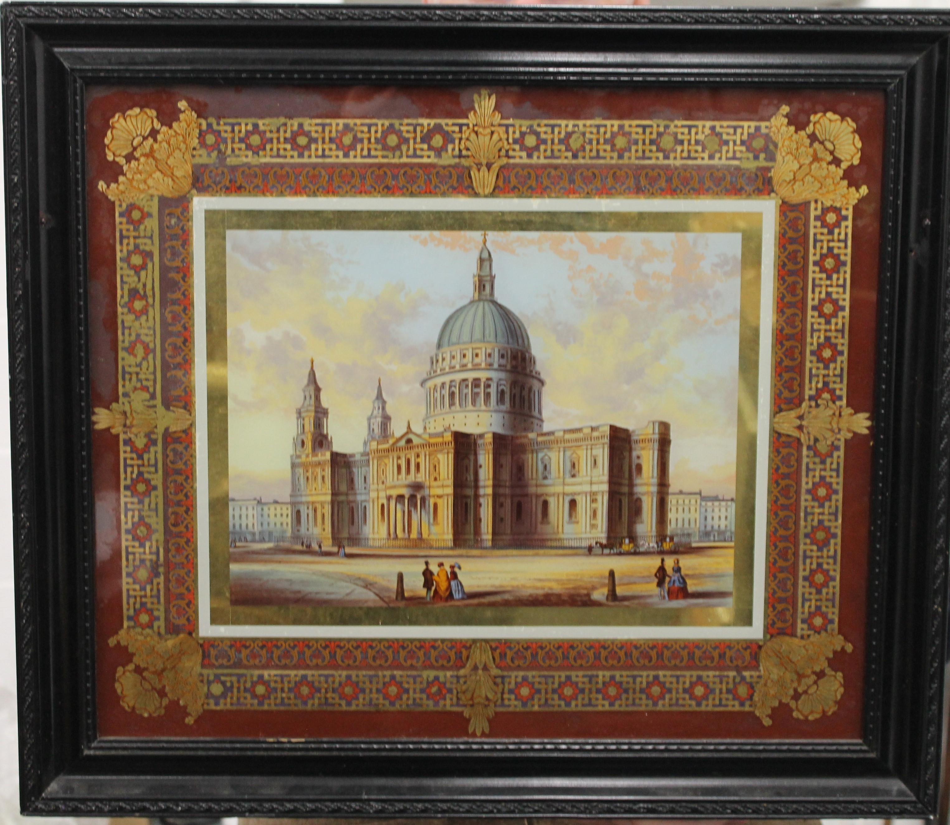 19TH CENTURY SCHOOL, St Pauls London, gouache with a verre eglomise border, framed and glazed. 46. - Image 2 of 4